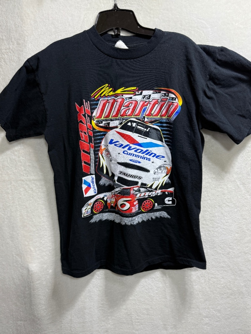 Vintage 90's Mark Martin #6 Valvoline Nascar Black Medium T-Shirt - Double Sided
